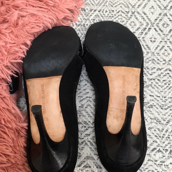 Manolo Blahnik black suede peep toe heels - Picture 5 of 5